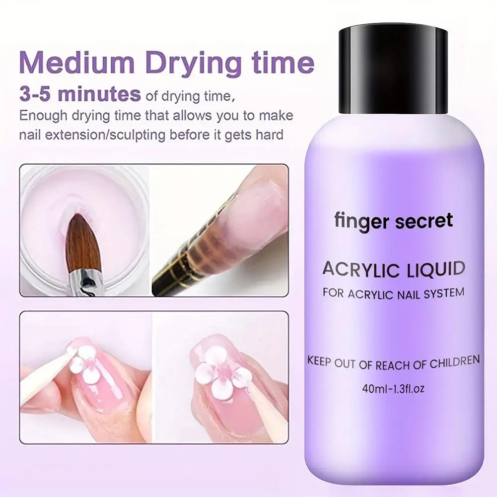 40ml líquido acrílico para pó acrílico poeira unhas monômero cristal arte do prego extensão escultura manicure ferramenta y9g3