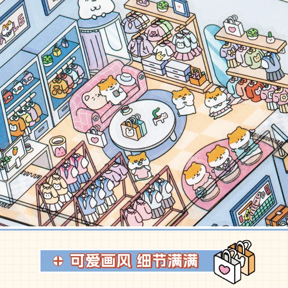 Plus Size 3D DIY Sticker Third-story Miniature Cabin Scene Visual Sticker Stacking Pasting Festival Birthday Gift for Kid Child