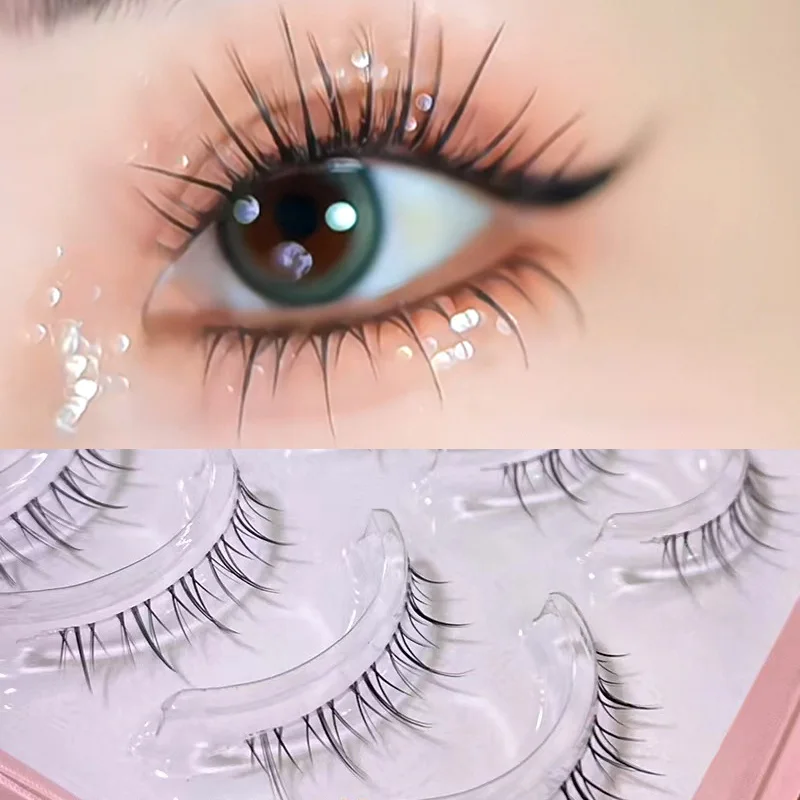 5 Pairs Manga Unteren Wimpern Süße Kühlen Heiße Mädchen Wimpern Transparent Kunststoff Weichen Bequemen Segmentiert Japanischen Nude Make-Up