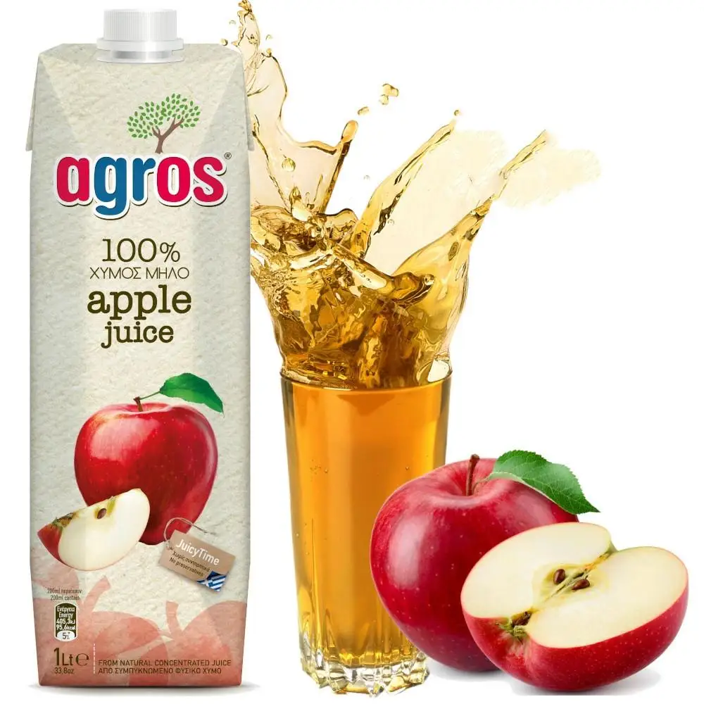 アップルジュース りんご 果汁100％ agros ギリシャ産 無添加 紙パック 業務用 まとめ買い 濃縮還元 1000ミリリットル (x 6)