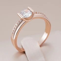 Kinel Hot Shiny White Natural Zircon Wedding Ring for Women Luxury 585 Rose Gold Color Accessories Fine Daily Jewelry