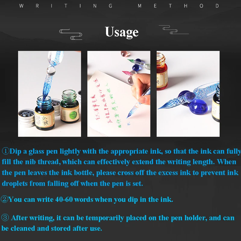 New Exquisite 3/7/15 Pcs 3D Flower Glass Pen Set Handmade Crystal Dip Pen With Ink For Drawing Calligraphy Kids Gifts Stationery