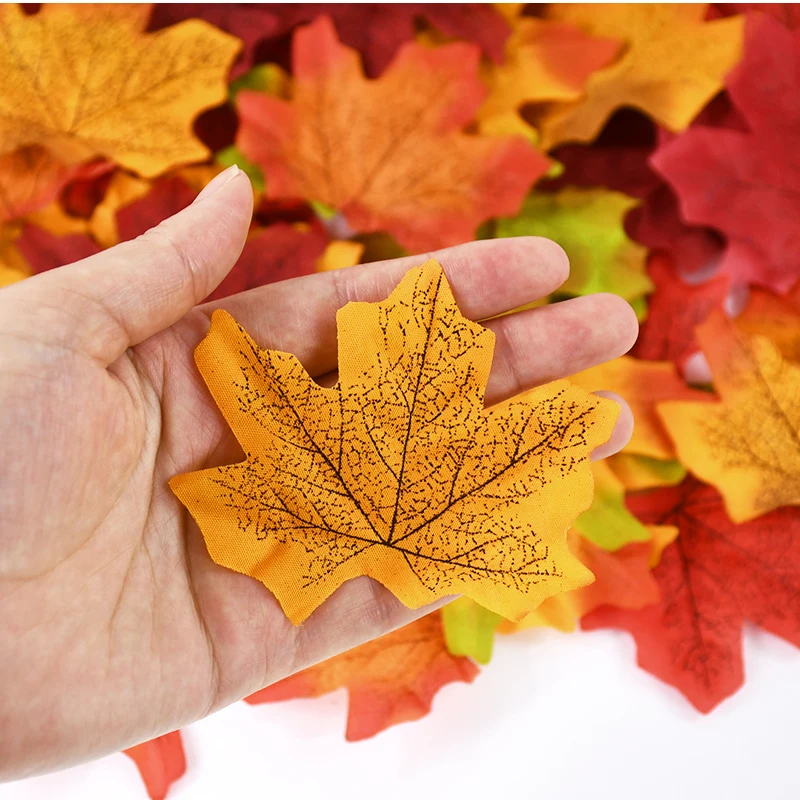 Artificial Silk Maple Leaves Garland, Fake Vine, Thanksgiving, Halloween, Wedding Party Decor, Autumn, 50 Pcs, 200Pcs