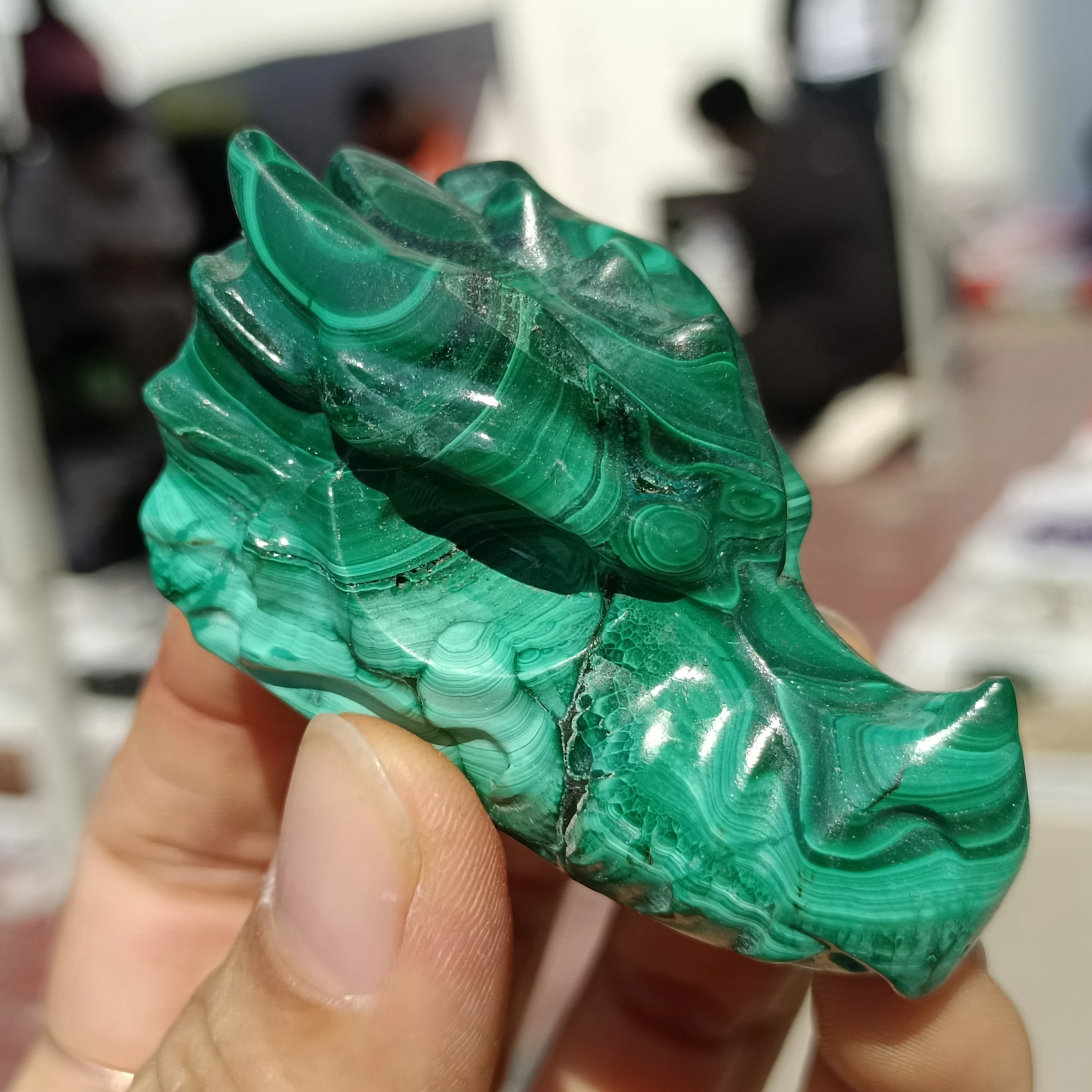 Natural Malachite Dragon Head,Quartz Crystal Peacock, Original Carved Dragon,Mineral Reiki Healing Stone,Degaussing Dragon