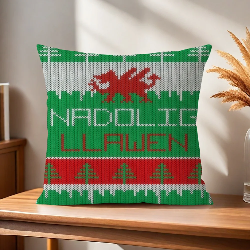 Der walisische Drache mit Weihnachtsmütze Kissenbezug für Zuhause, Sofa, Wohnzimmer, Büro, Café, Auto. – Detail 6