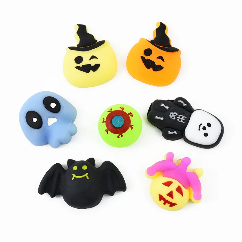 10PCS Cute Pumpkin Ghost Bat Soft TPR  Squeeze Stress Relief Toys Kids Anti Stress For Halloween Party Decoration