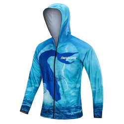 Fishing Summer T-Shirt Outdoor Fishing Upf 50 Breathabble UV jacket Unisex full zipper Fishing Shirts Men Long Sleeve Hooded
