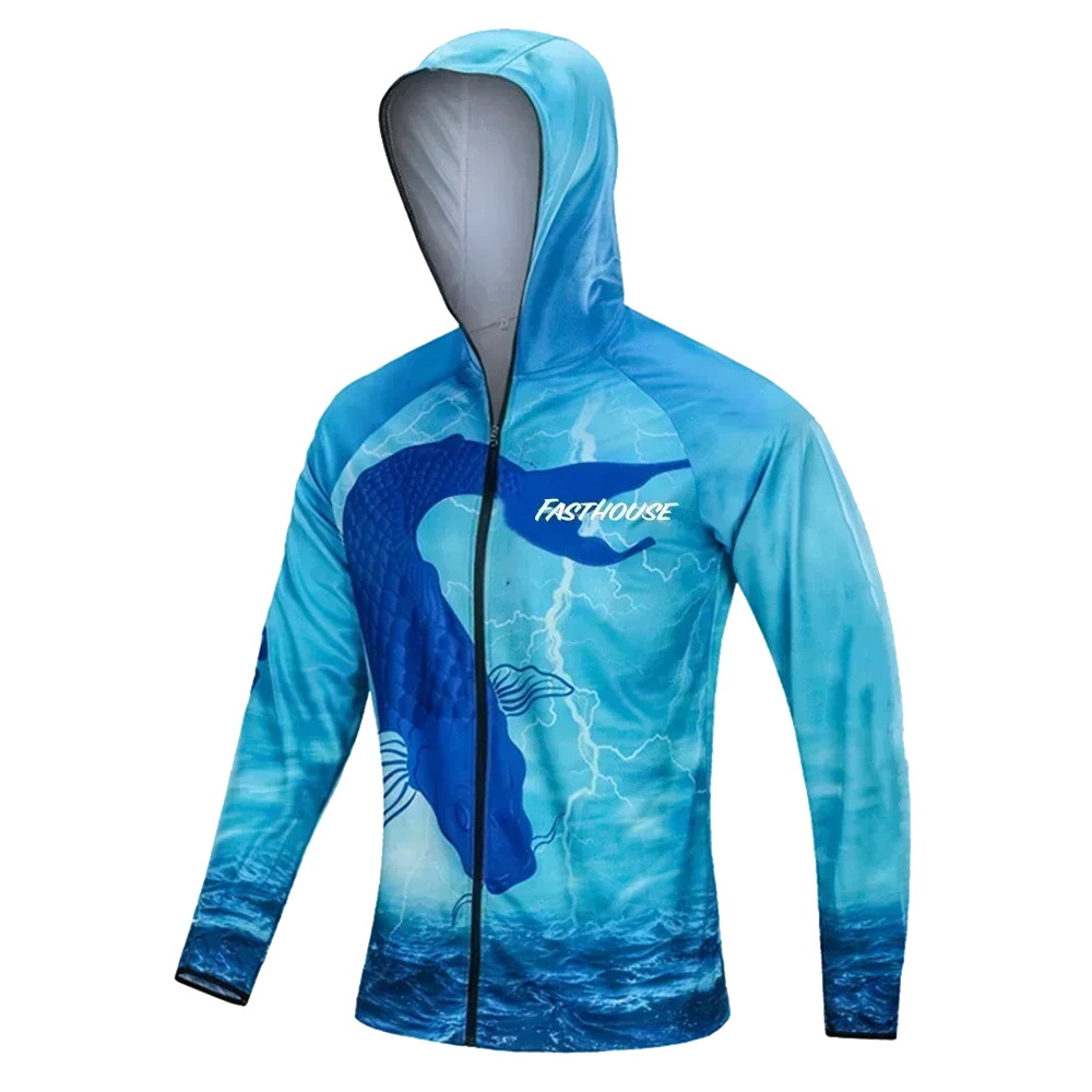 Fishing Summer T-Shirt Outdoor Fishing Upf 50 Breathabble UV jacket Unisex full zipper Fishing Shirts Men Long Sleeve Hooded