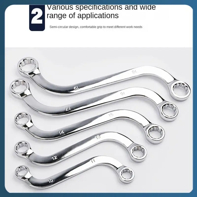 

AB02 5Pcs S-Type Wrench Kit Double Wrench 12-Point Anti-Rust Ring Spanner Dual Head Box Combination Set For Car Repair Tool Kit