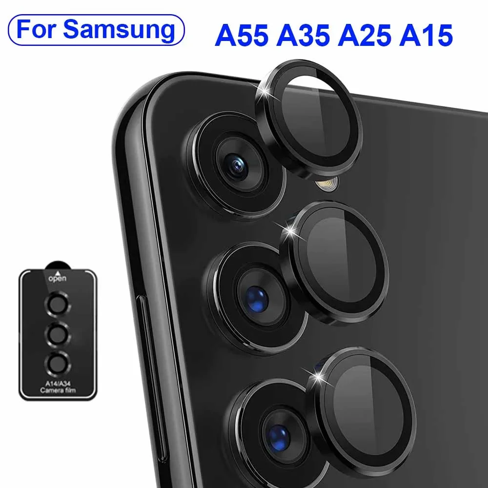 1Set HD Metal Ring Camera Cap For Samsung Galaxy A55 A35 A25 A15 A56 A36 A06 A05 A05S Anti-Scratch Lens Protect Film Accessories
