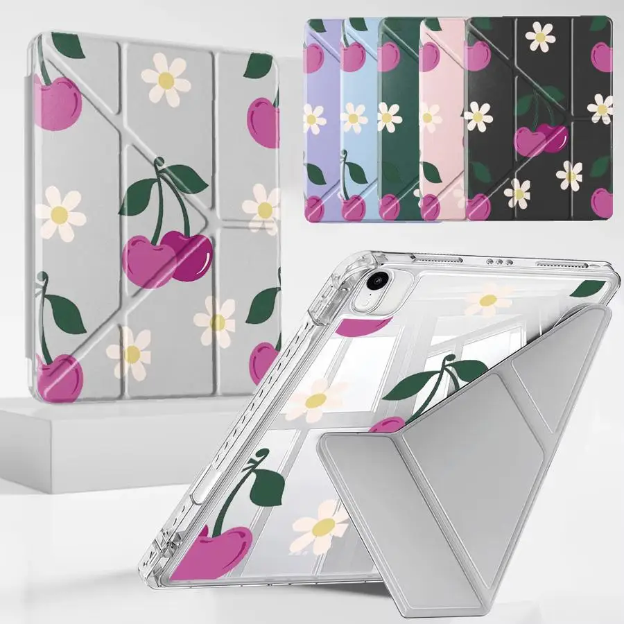 

Y-Fold Holder Cover Tablet Case For iPad Air 4 5 M3 M2 1 2 M4 11inch Pro 2025 Mini 6 7 Pro 11th 10th 9th 8th 7th 12.9inch Fruit