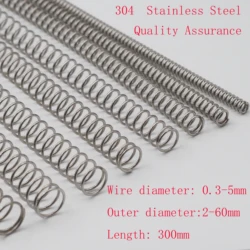 304 Stainless Steel Length 300mm 1pcs  Compression Spring Wire Diameter 0.3-1.2mm  Outer Diameter 2-16mm