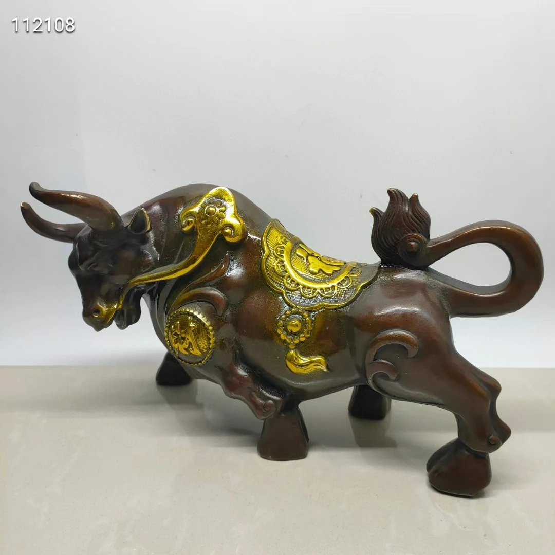 Wonderful Pure Copper OX Statuary Good Fortune Home Mascot Cattle Bring Wealth Display