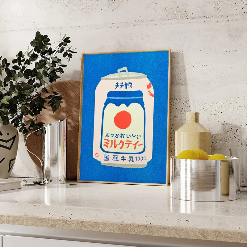 اليابانية الوردي عصير الليمون زهر الحبر المعلبة السردين الطماطم جدار الفن اللوحة الشمال المشارك وطباعة صور غرفة المعيشة ديكور #4