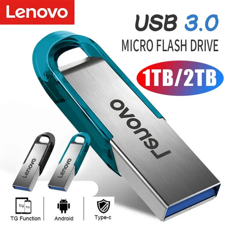 Lenovo Original 2TB USB 3.0 Metal Flash Drives High Speed Pendrive 1TB Usb Drive Portable Memoria Usb Flash Disk Adapter New