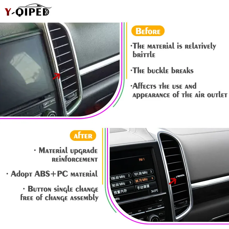 For Porsche Cayenne 2010-2016 Air Conditioner Vent ABS + PC Material Qiality Air Outlet Picks