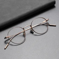 Pure Titanium Retro Round Glasses Frame Men Japanese Handmade Prescription Eyeglasses Women Myopia Reading Eyewear 80806 Gafa