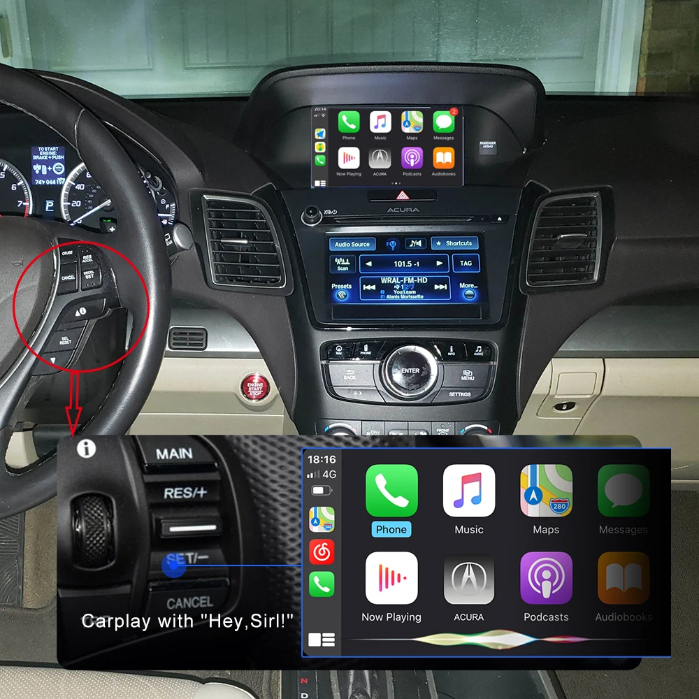 Adaptador Carplay inalámbrico Android Auto 2 en 1 OEM Linux modelo Universal enchufe y enchufe de coche actualización en línea para Acura MDX 2014 2017