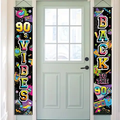 Return To 90s Retro Disco Hip-hop Themed Banner Decoration Backdrop, Rock and Pop Elements, Home Decoration Photography Backdrop