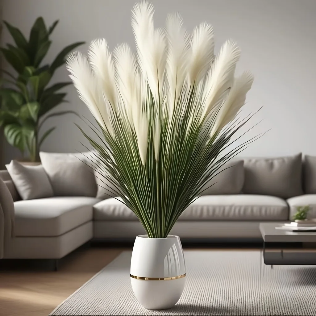 

Easy Care Artificial Tall Grass Bouquet 2 Pcs - 6 Reed Foxtail Indoor Outdoor Decor for Anniversary Festival