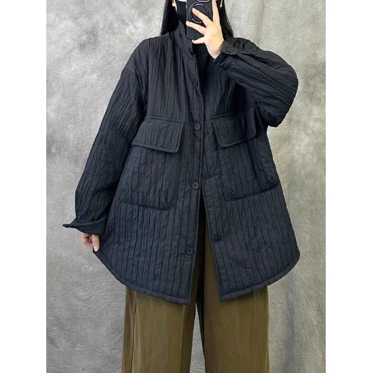 

Retro Sle ort Cotton Jaet Women's Warm Filled Coat Faionable plus Size Autumn Winter Outerwear Thiened Long Sve
