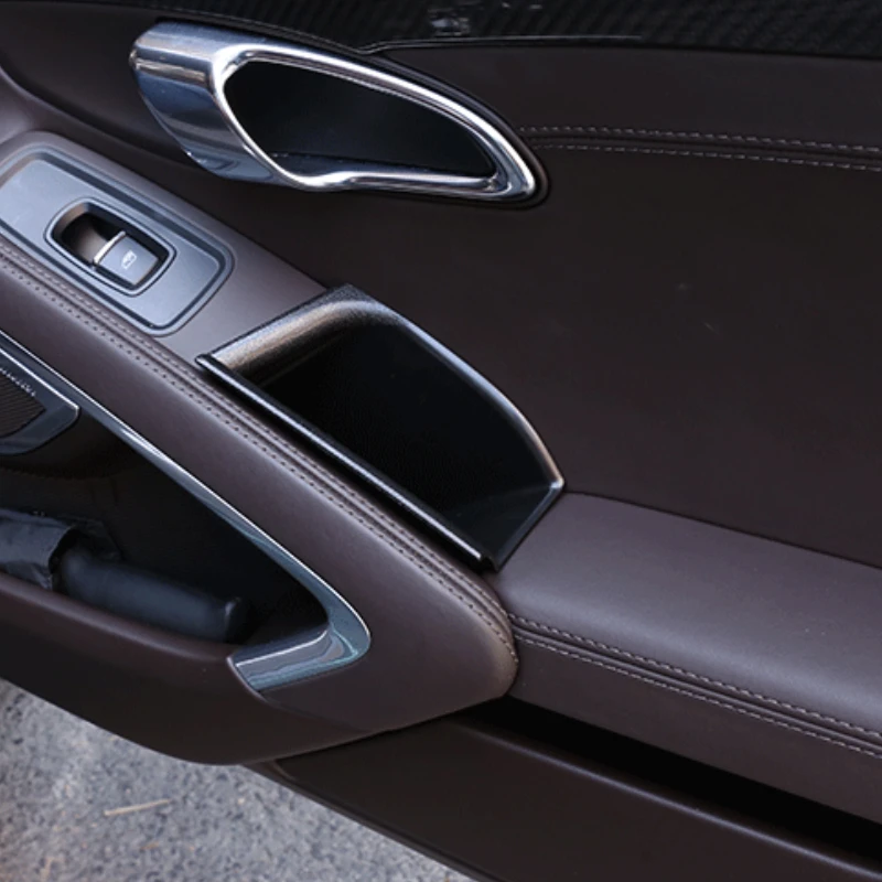 

For Porsche 911 718 2016-2019 ABS Black Car Door Storage Box Accessories Mobile Phone Storage Box Interior Car Accessories