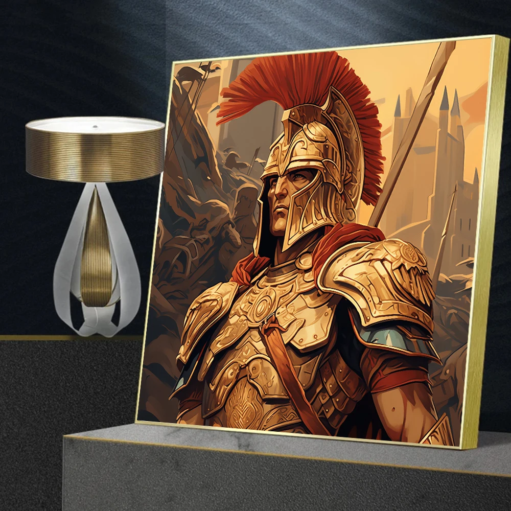 Ancient Greek War Art Posters Super Soldier Spartan Armor Warrior Canvas Painting Nordic Greek Mythology Living Room Home Decor