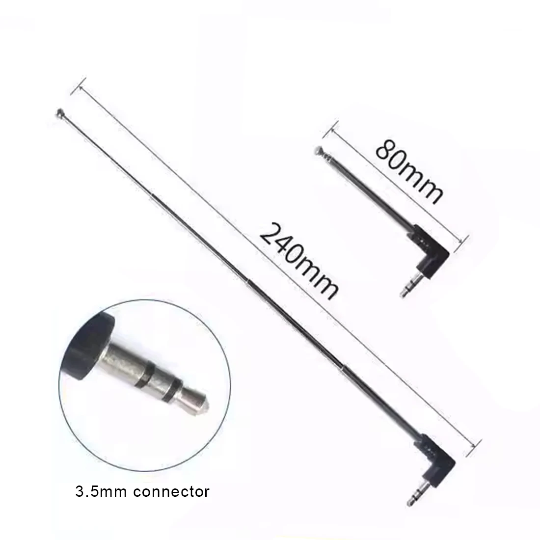 1pc FM Radio Phone Antenna 3.5mm Extensible HIFI Frequency Modulation Audio Aerial 240mm