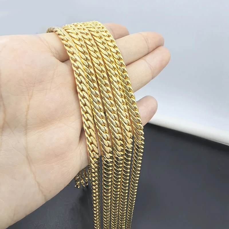 Cuban Link Chains Gold สีคลาสสิกผู้หญิงผู้ชาย Curb Chunky สร้อยคอ 5 มม.18 นิ้วสําหรับจี้เครื่องประดับโลหะ