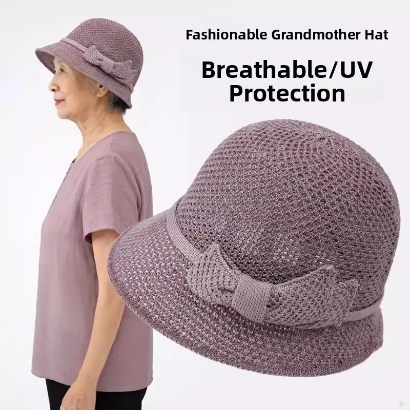 軽量で通気性のある夏用漁村風帽子、高齢女性向け、つば広日よけキャップ、快適なユニセックスヘッドウェア