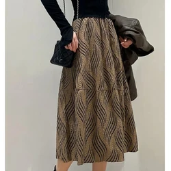 High End French Style Retro Striped 2024 High Waisted Spring and Autumn Skirt Chic Loose Slimming New Skirt Trend