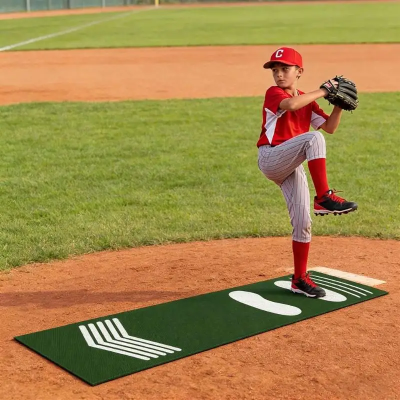 Professional Baseball Training Mat highlighting Stable Base And Alignment Guides For Indoor Outdoor Practice 53x16 Inches 24BD