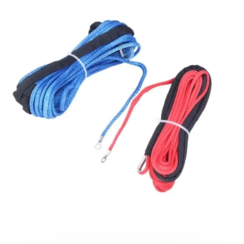 Tiy ATV UTV 用 (ブルー) ベストスポーツ 6 ミリメートル X 15 メートル 7700LBs 合成ウインチラインケーブルロープと黒の保護スリーブ