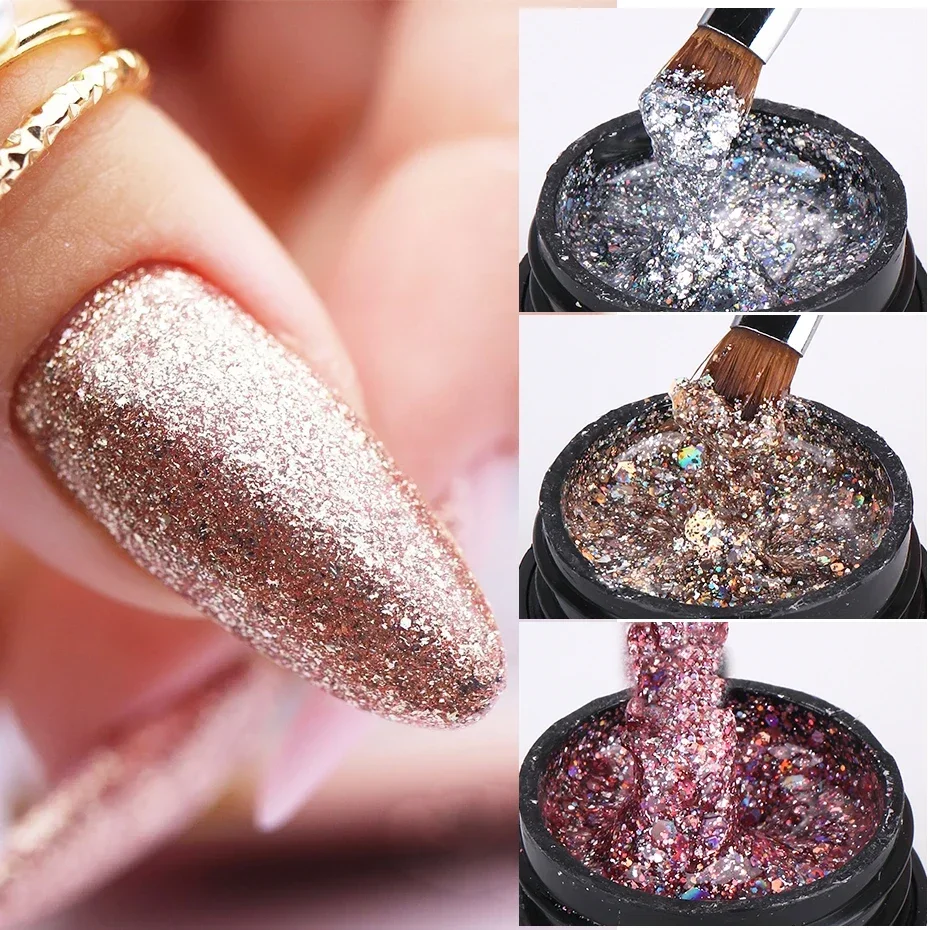 8ml High Flash Platinum Gel Nails Polish Super Shiny Glitter Hybrid Varnishes Soak off Reflective Chrome Painting Lacquer Decor