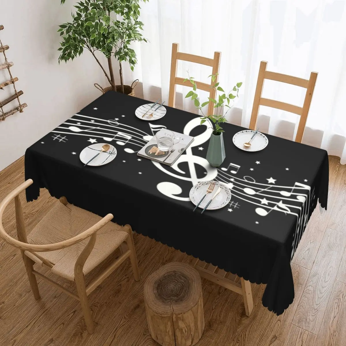 

Rectangular Waterproof Music Note Table Cover Table Cloth Tablecloth for Picnic