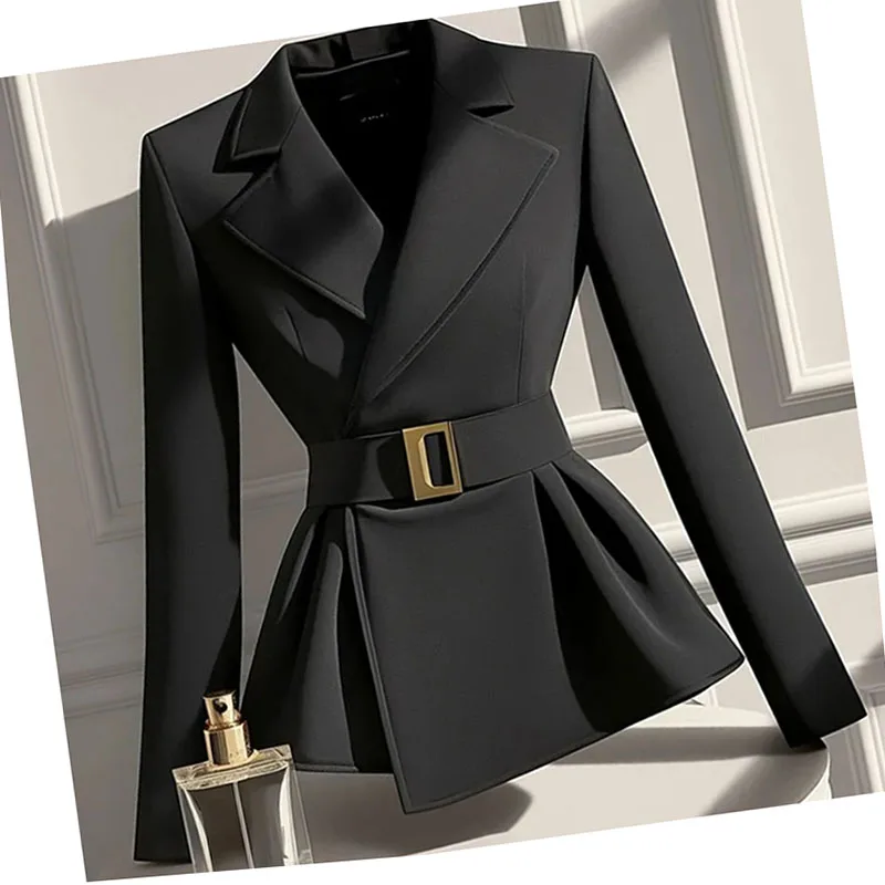 Spring And Autumn 2025 New Black Suit Jacket Temperament Celebrity Design Sense High-Grade Short Windbreaker Coat Jacket Woman