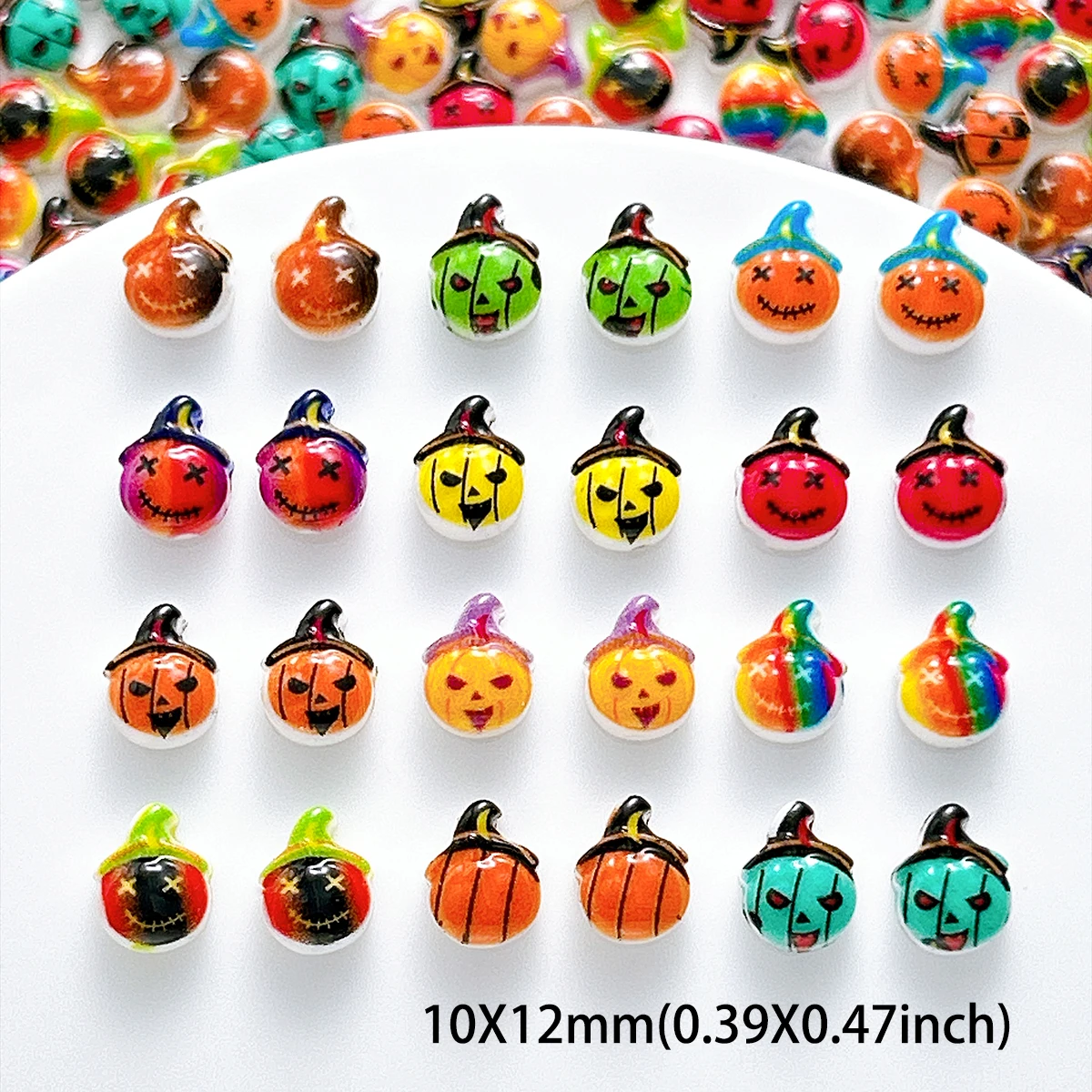 20PCS New Wacky Colorful Pumpkin Nail Art Decorations Creative Cute Simulated Pumpkin Resin Nail Charms for DIY Halloween Nails