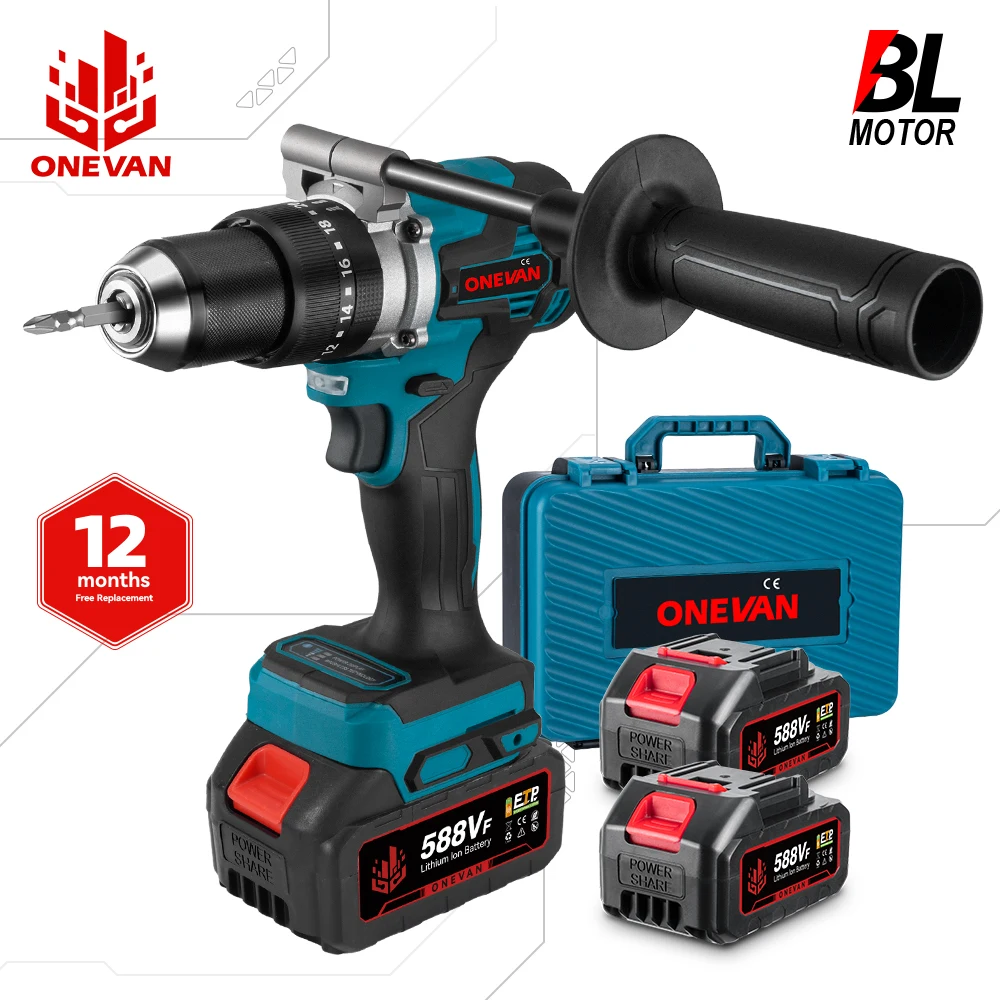 ONEVAN 650NM 13MM 브러시리스 전기 드릴 20+3 토크 무선 임팩트 드릴 리튬 이온 전기 스크루드라이버 (마키타 배터리 핀용)