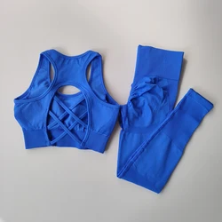 Ensemble de survêtement fitness sans couture pour femme, soutien-gorge d'entraînement sportif, leggings taille haute, vêtements de sport, olympiques de yoga imbibés