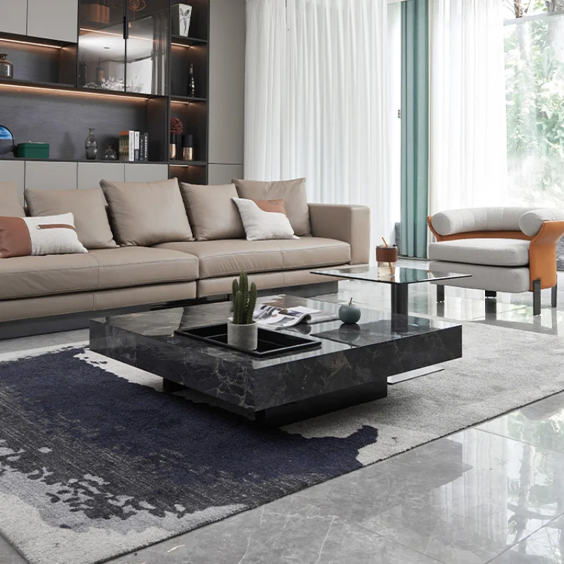 

Modern Nordic Living Room Coffee Table Square Design Minimalist Premium Coffee Table Hardcover Marble Table Basse Home Furniture
