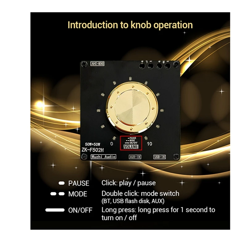 Indicateur de volume ZK-F502H Bluetooth Audio Power Amplifier Board Tech TPA3116wiches 2.0 Stéréo 50W + 50W Amplificateur stéréo