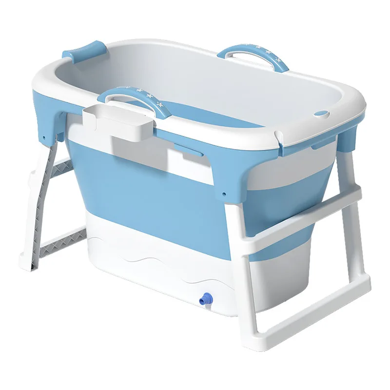 Adult folding tub, bathtub heightened bathtub, household large double bath, adult whole body simple bathtub