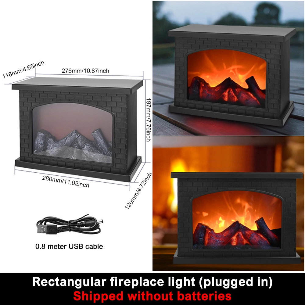 LED Flame Lantern Lamps Decorative Fireplace Simulated Flame Effect Flameless Light Courtyard Room Tabletop Festival Decor Gift