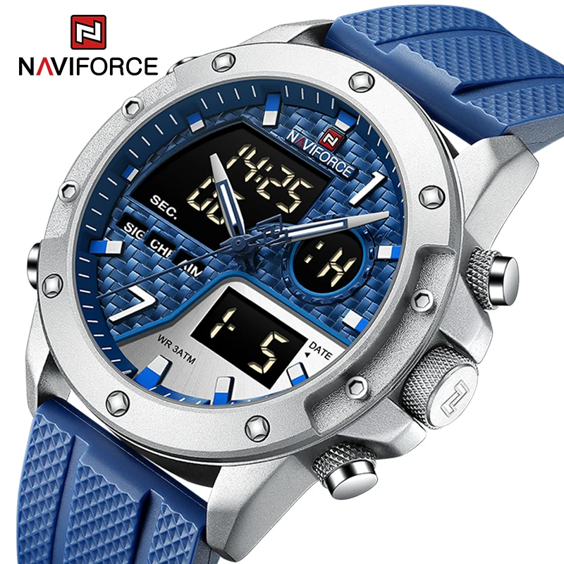 

Trend Style NAVIFORCE Watches for Men Water Resistant TPU Strap Sports Wristwatch Dual Display Luminous Man‘s Clock Reloj Hombre