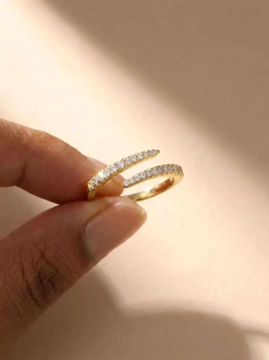 925 Sterling Silver Simple Stylish Opening Rings for Women Shiny Cubic Zirconia Finger Accessories New Trendy Delicate Jewelry