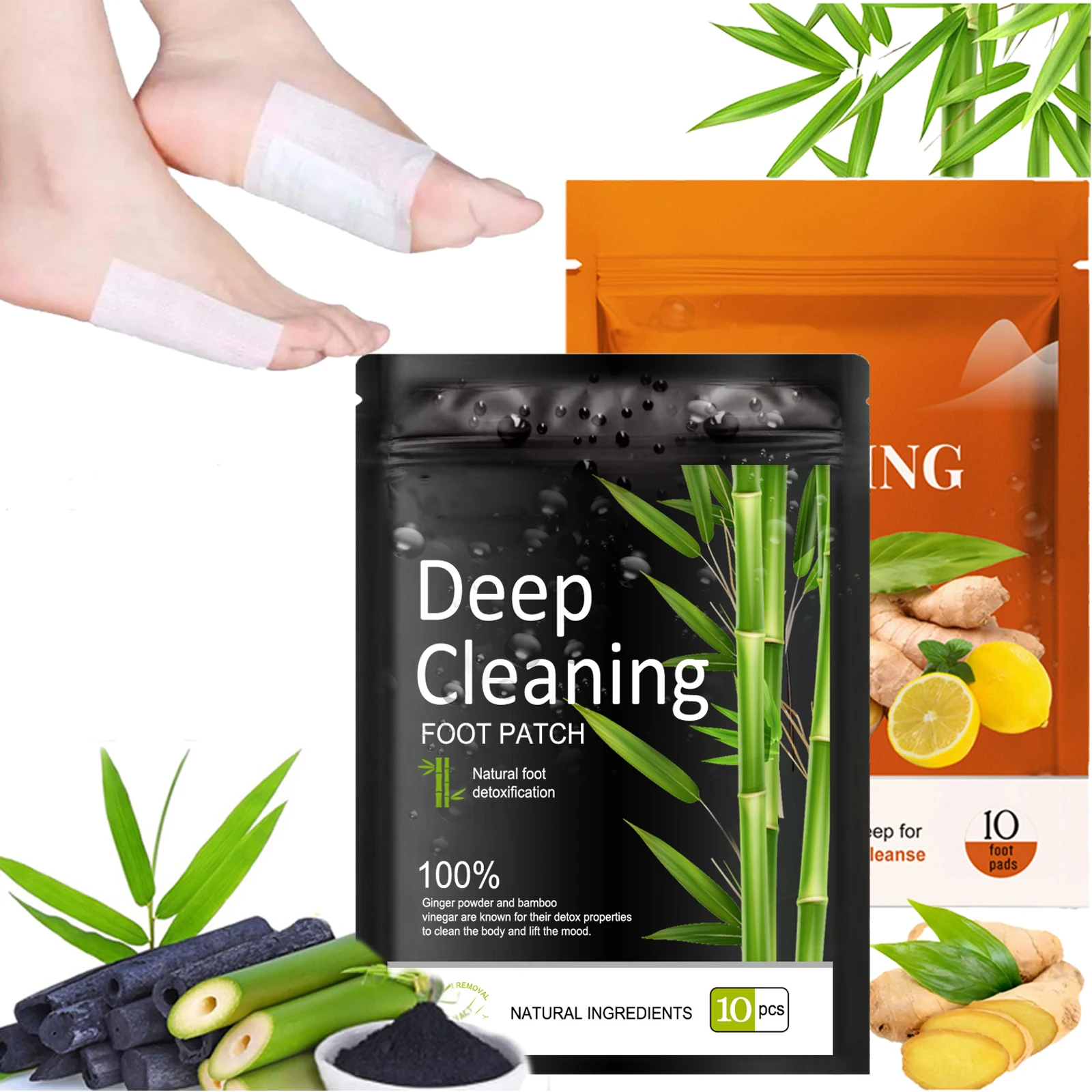 Deep Cleaning Care Foot Pads,Natural Bamboo Vinegar Ginger Powder Foot Pads,Foot Massage Pads After Foot Bath - Portable Foot