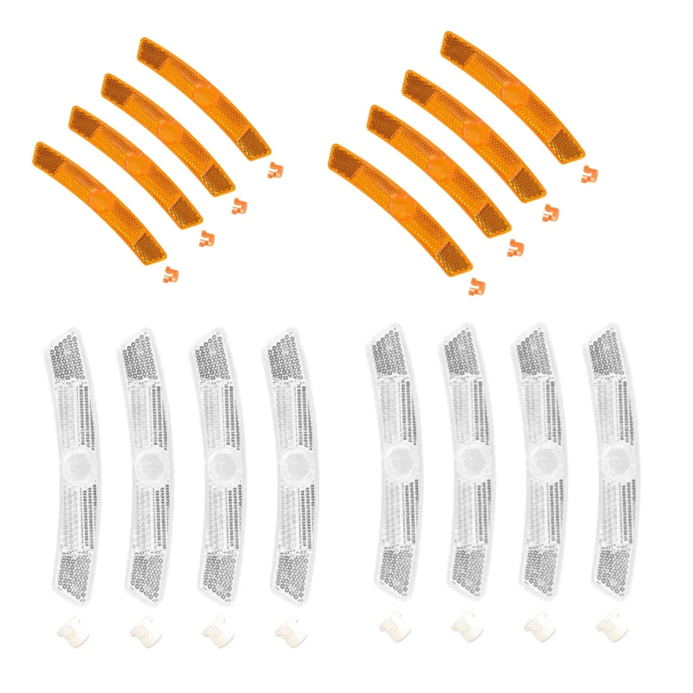 

For Night Cycling White Yellow RED Bike Reflectors Road Safety Reflectors Set Bike Front Rear Set Easy To Install