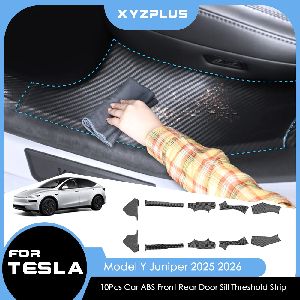 

10Pcs Door Sill Strip Guard For Tesla Model Y Juniper Launch 2025 2026 Car Front Rear Door Threshold Anti-kick Pad Protector