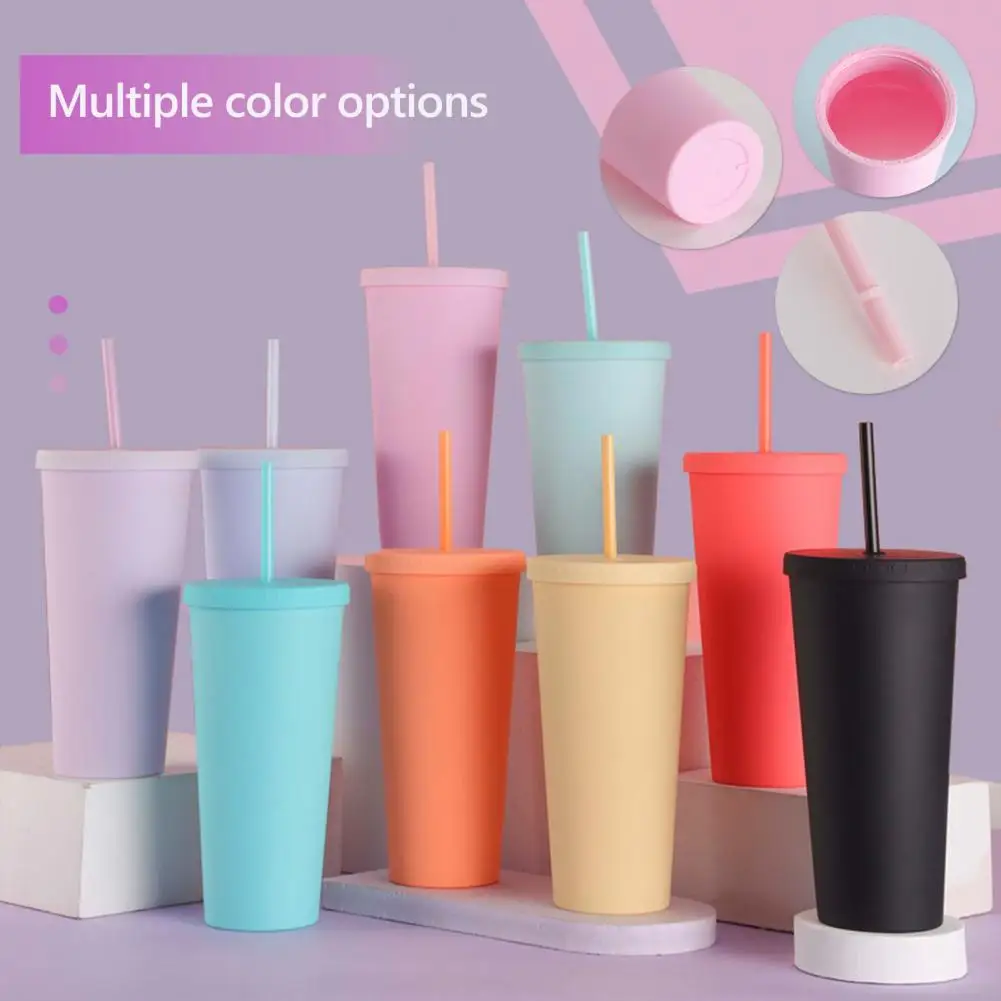 720ML Coffee Tumbler With Lid And Straw Double Layer Vacuum Travel Coffee Mug Wide Mouth Leakproof Water Cup Drinking Bottle