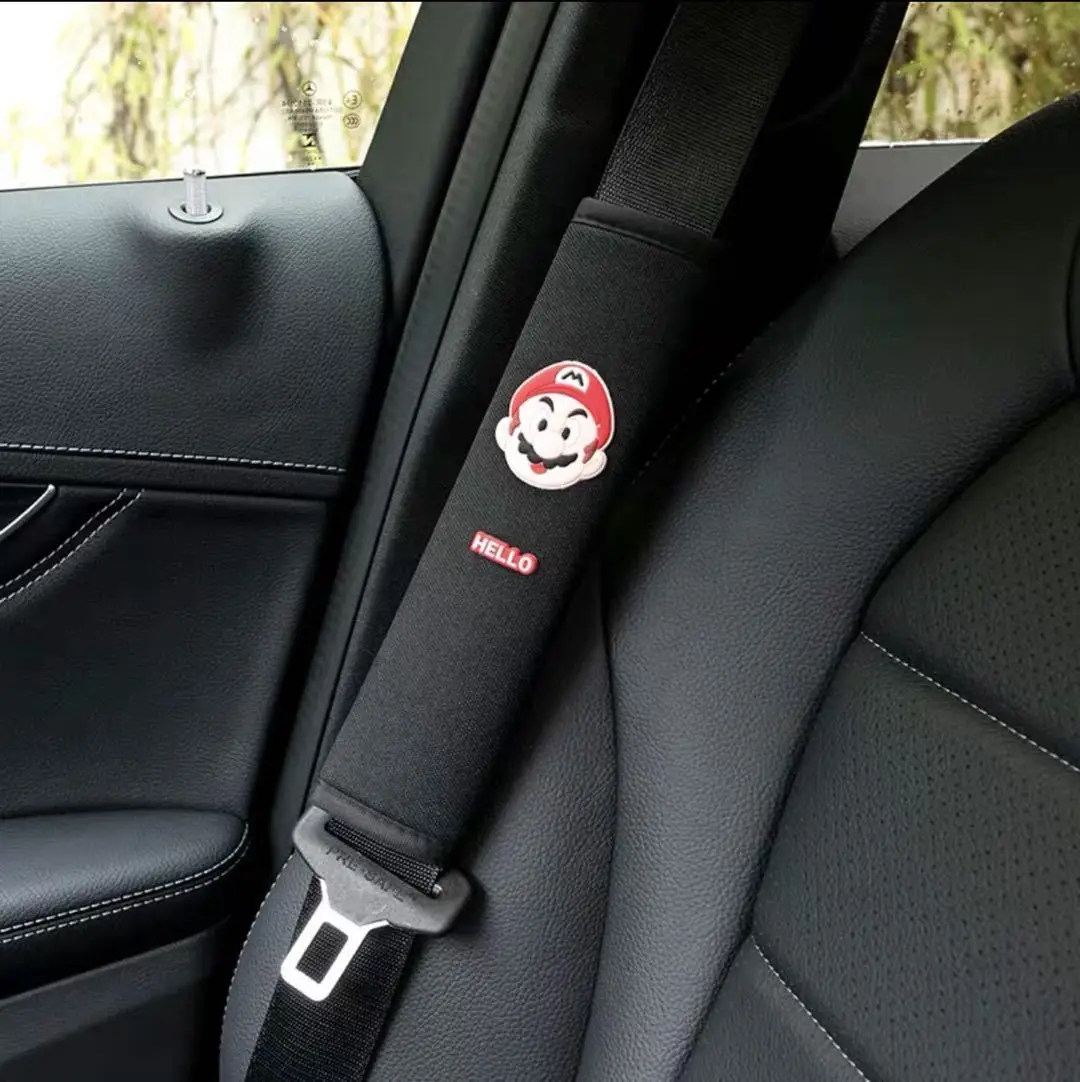 Super Mario Bros. Car Seat Belt Cover Cute Anime Car Accessories Seat Belt Shoulder Cover Kawaii Seat Belt Cover Car Interior